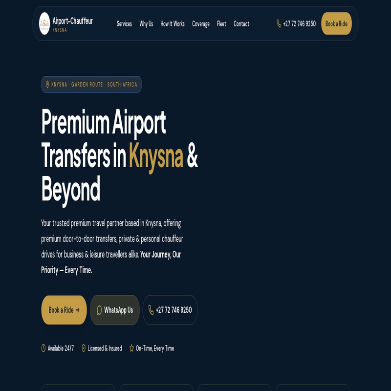 DezTron AI Media Studio Airport Chauffeur Knysna example